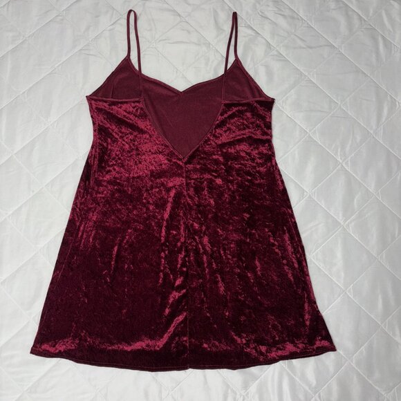 VTG Vamp Velvet Slip Dress L Burgundy Red‎ Intimate Moods Whimsigoth Romantic - Picture 4 of 8
